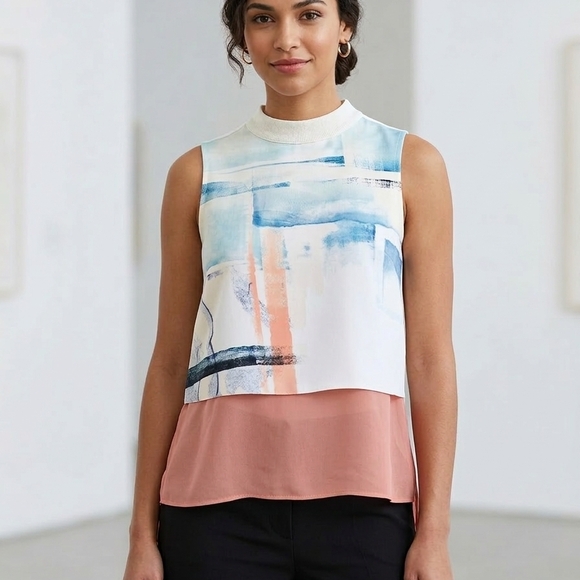 Zara Tops - Zara W&B Collection Watercolor Layered Top - NWT - Talla M